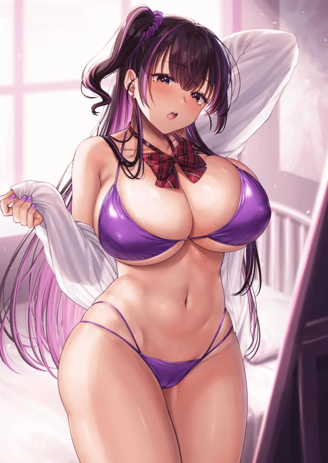 She Has Changed In Purple Bikini In The Bedroom Free Hentai Porno Xxx