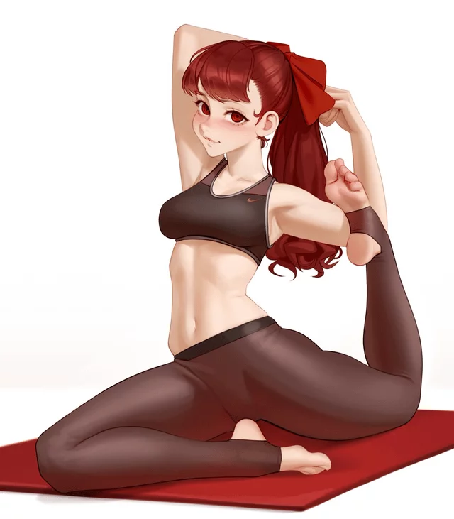 Kasumi Yoshizawa yoga pose [Persona 5]