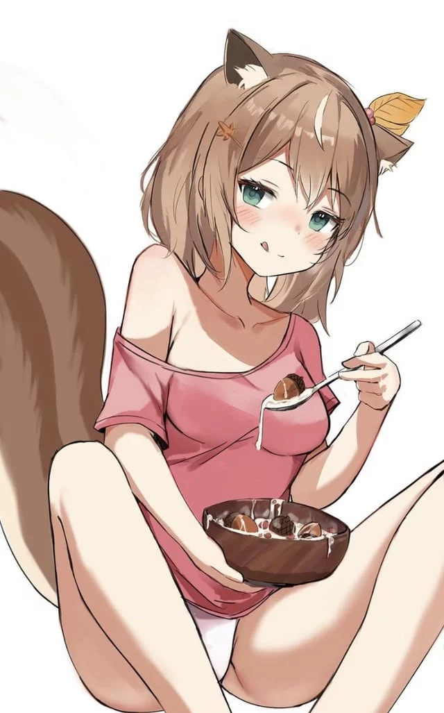 “W-What the hell is this? I said I wanted nuts, ONLY nuts, no with this…milk?” (I want to be your bratty pet.)