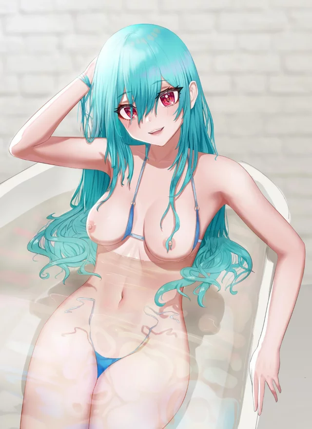 Got so excited to the idea of the bathing together that forgot to take the bikini