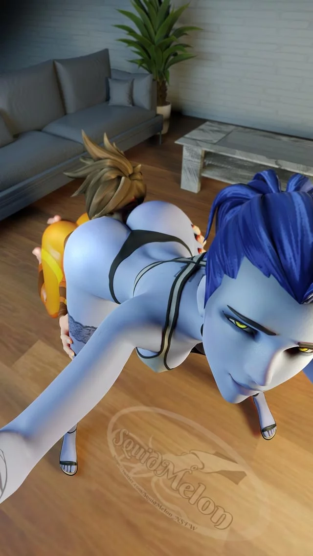 Tracer eating out Widowmaker (squidmelon)