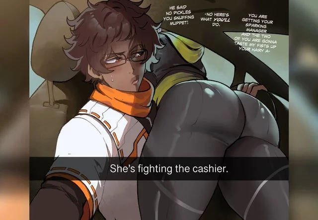 She's fighting the cashier (Nyantcha)