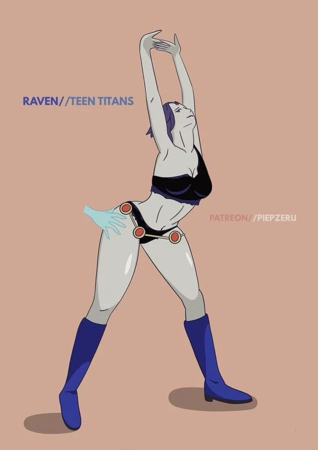 Raven is stuck in the cammy pose [Teen Titans] (Piepzeru)