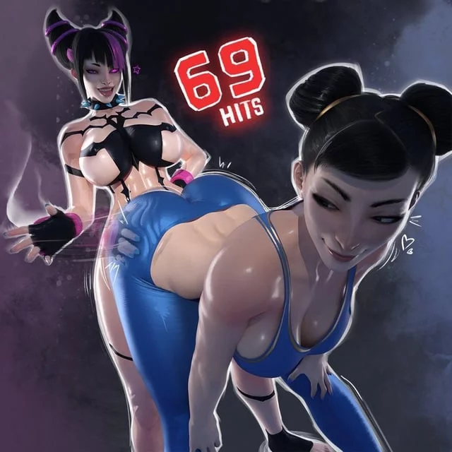 (Juri) giving (Chun-Li) a nice spanking. I think they’re both enjoying it. Any fighting game fans here?