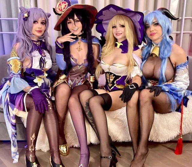 Mona, Keqing,Ganyu and Lisa(Sia Siberia,Purple Bitch,Octokuro and Leah Meow)[Genshin]
