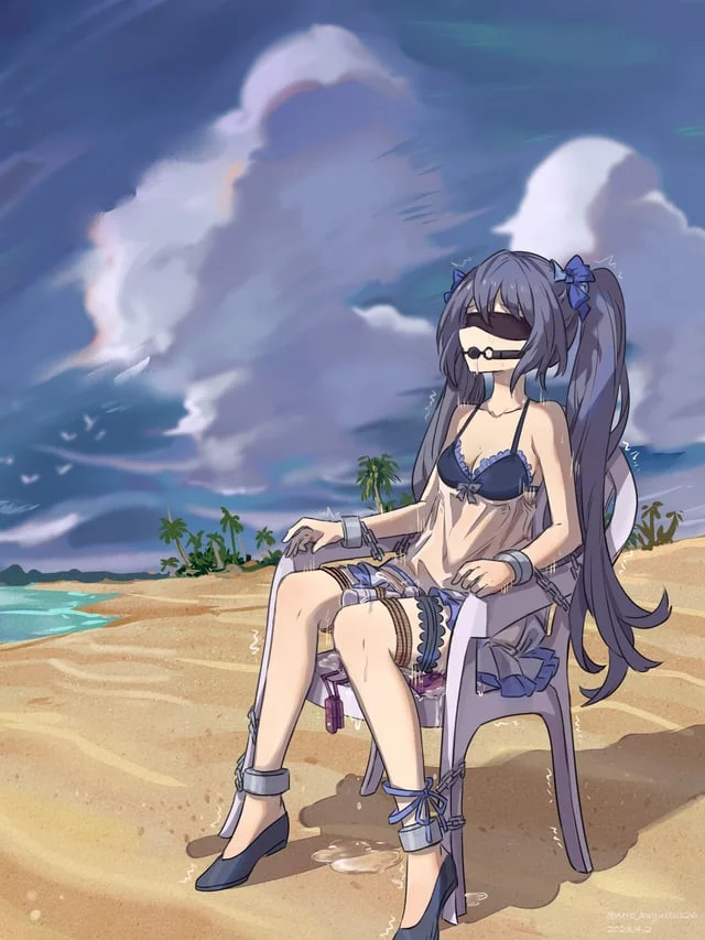 Noire abandoned on the beach (@nero_augustus26) [Hyperdimension Neptunia]