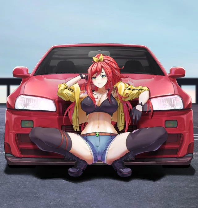 What’s with that look? Oh my car? Like it~ (I want to be her, a hottie with a banging new car)