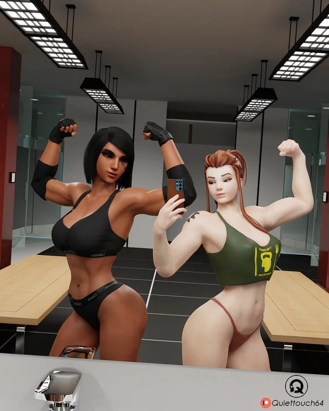 Pharah and Brigitte Gym Selfies