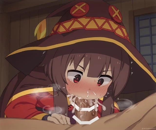 (Megumin) sucking my cock would leave me reaaaally drained. I bet she will make me cum twice!