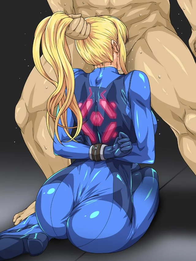 Samus Aran in her zero suit and tied behind the back while overpowered (gureko rouman) [Metroid]