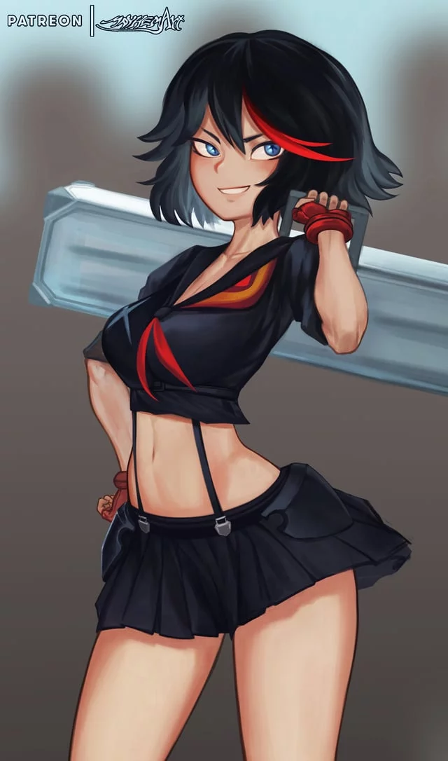 Ryuko showing off her tummy (Mayhem_art)