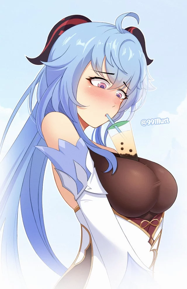 [OC] Cute cocogoat drinking her boba milk tea
