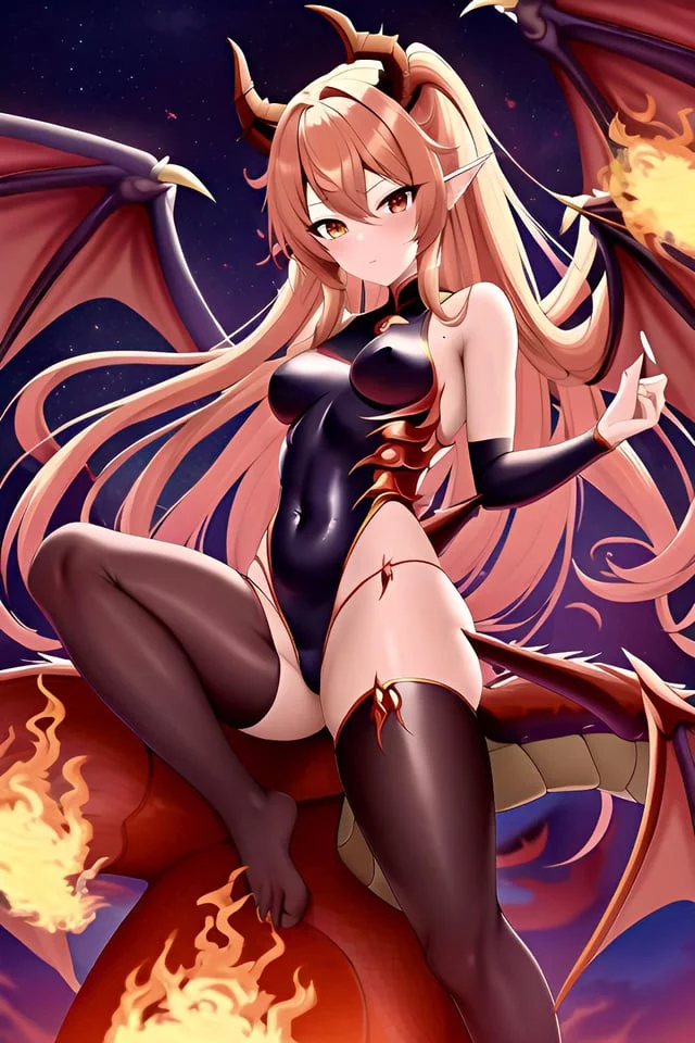 Dragon Girl Spreading Her Wings (SoulGen AI Generated)