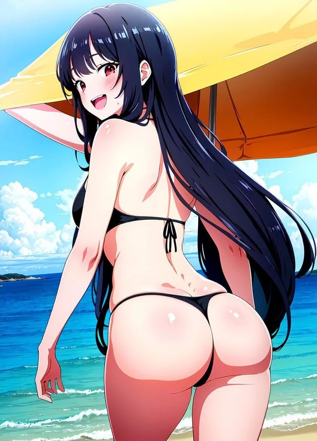 Anna Yamada On The Beach In Her Bikini