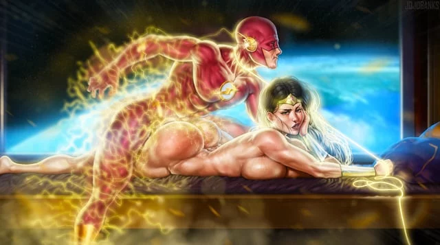 Diana/Wonder Woman takes on the Flash. (JojoBanksHF) [DC Comics]