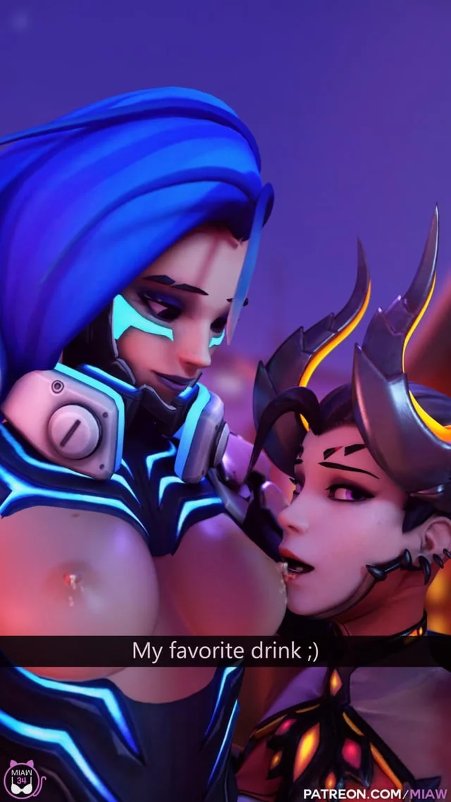 Sombra giving mercy a drink (Miaw)