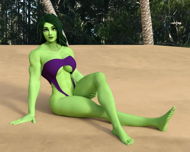 [Marvel] She-Hulk relaxing on a Tropical Beach (SoleMann)