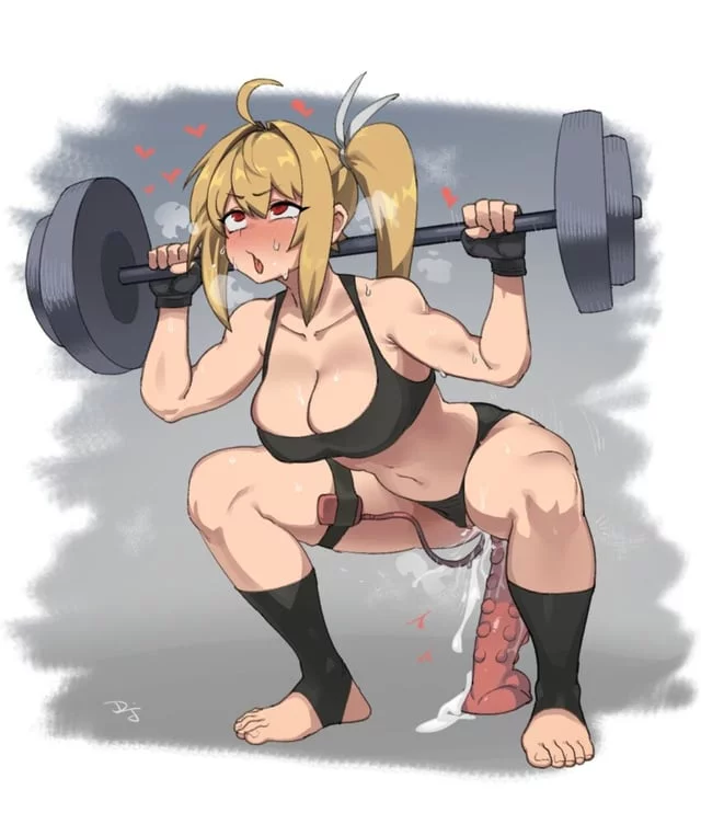 I want my toys to be controlled while I'm working out like her, feeling my legs shake~