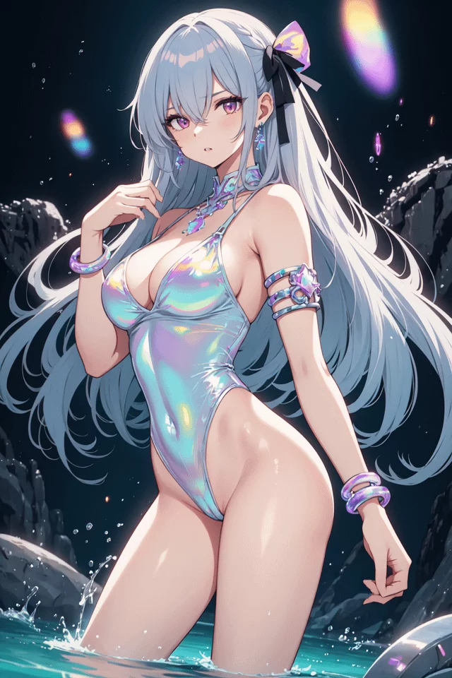Holographic Silver Swimsuit