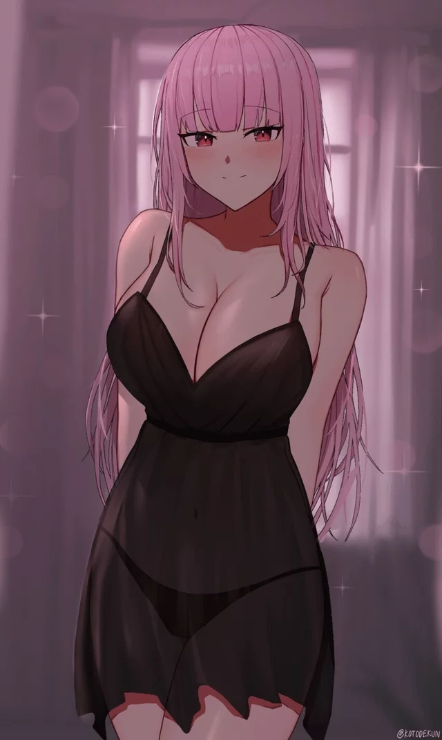 (Mori Calliope) in her sleepwear outfit is the perfect look for her~ Perfect to be pinned down to the bed and fucked silly~
