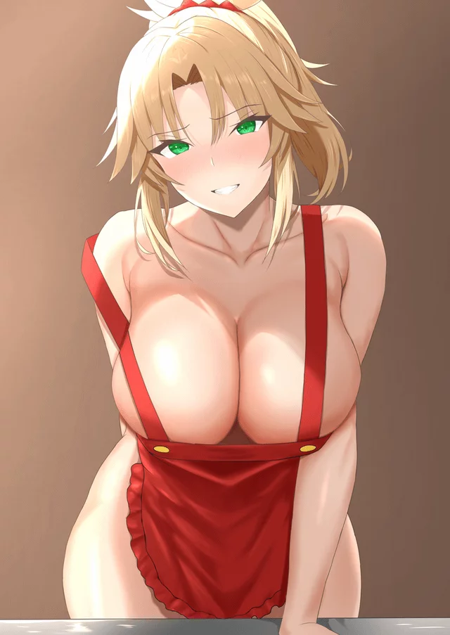 Naked apron Mordred by @ranhatu7 [Fate Grand Order]