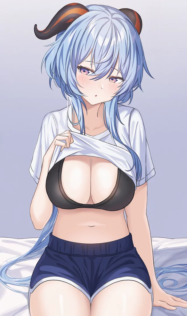 Embarrassed Ganyu is showing off her great boobs (by OA )