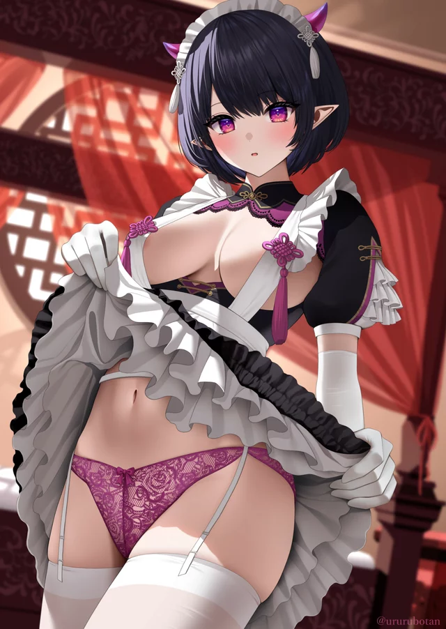Horned pointy-eared maid showing off her panties (Kohanayuki) [Original]