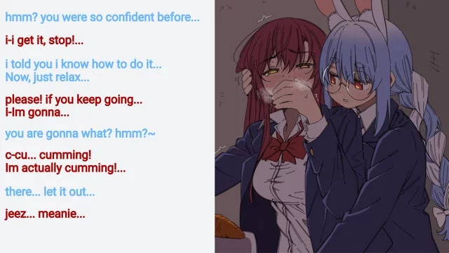 new and improved caption! [hololive] [yuri] [bunny girl] [glasses]