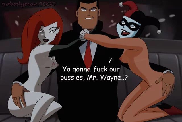 Bruce with Harley Quinn & Poison Ivy (nobodyman9000) [Batman: The Animated Series]