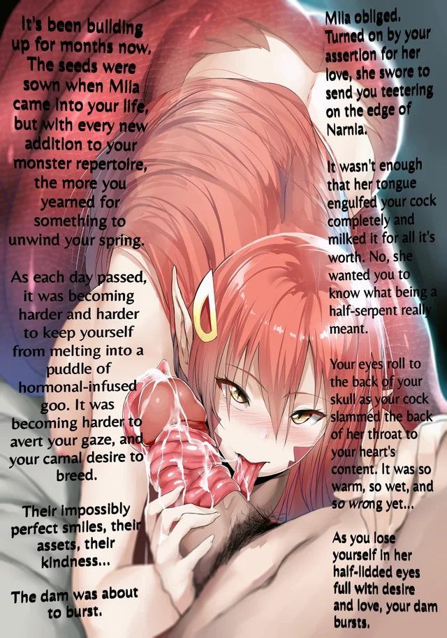 Your wanton lust reaches a boiling point, and Miia is more than happy to tip it over [Monster Girl] [Lamia] [Blowjob] [Deepthroating] [Relief] [Sexual Frustration]