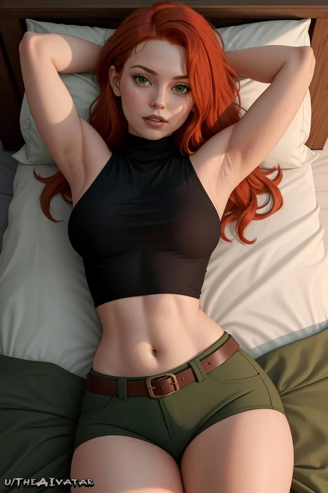 Kim Possible relaxing on bed (TheAIvatar)