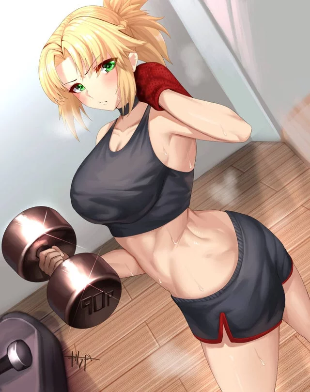 Mordred in her work out session (By キサラギ ツルギ＠お仕事募集中) [Fate/GrandOrder]