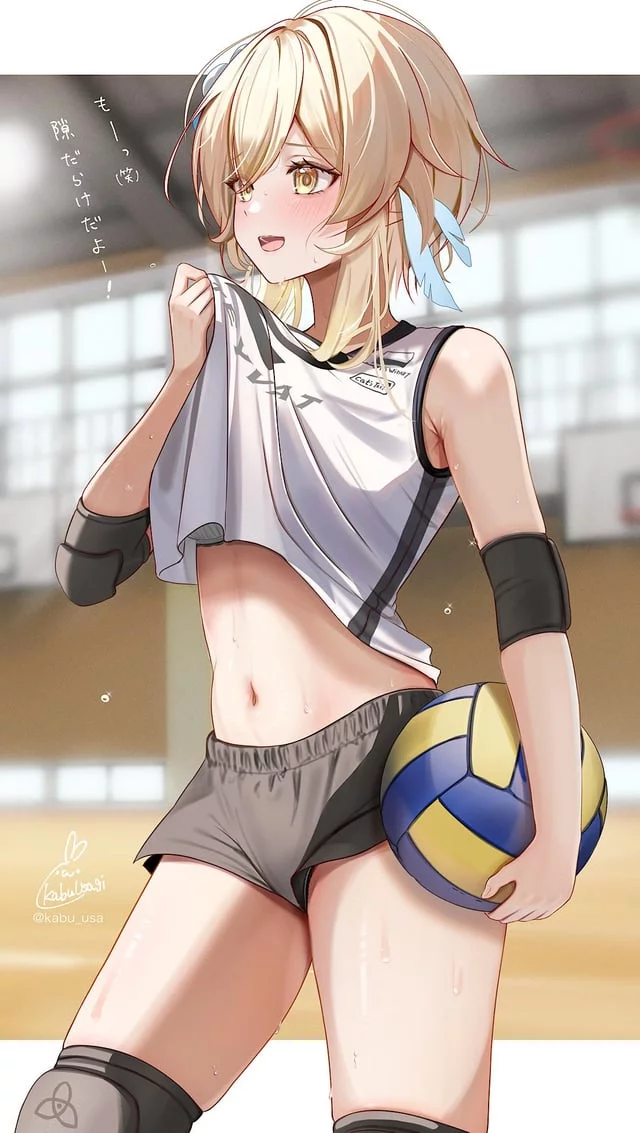 Lumine playing volleyball (By カブウサギ)