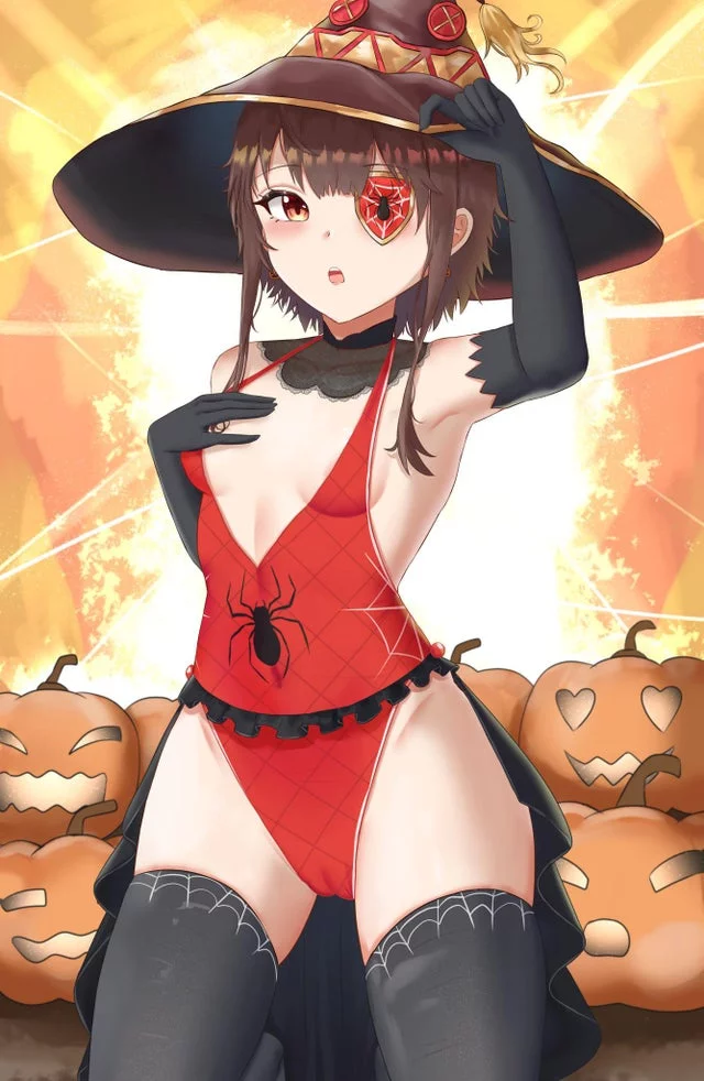 Megu wearing her Halloween costume (By Superbanango) [KonoSuba]