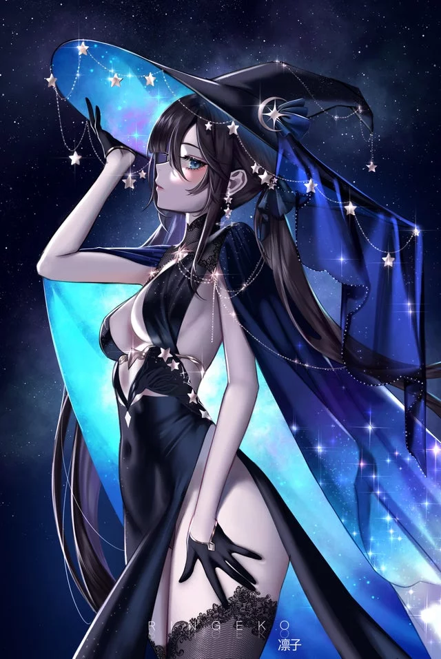 Mona in a sexy astronomical dress (by ringeko)