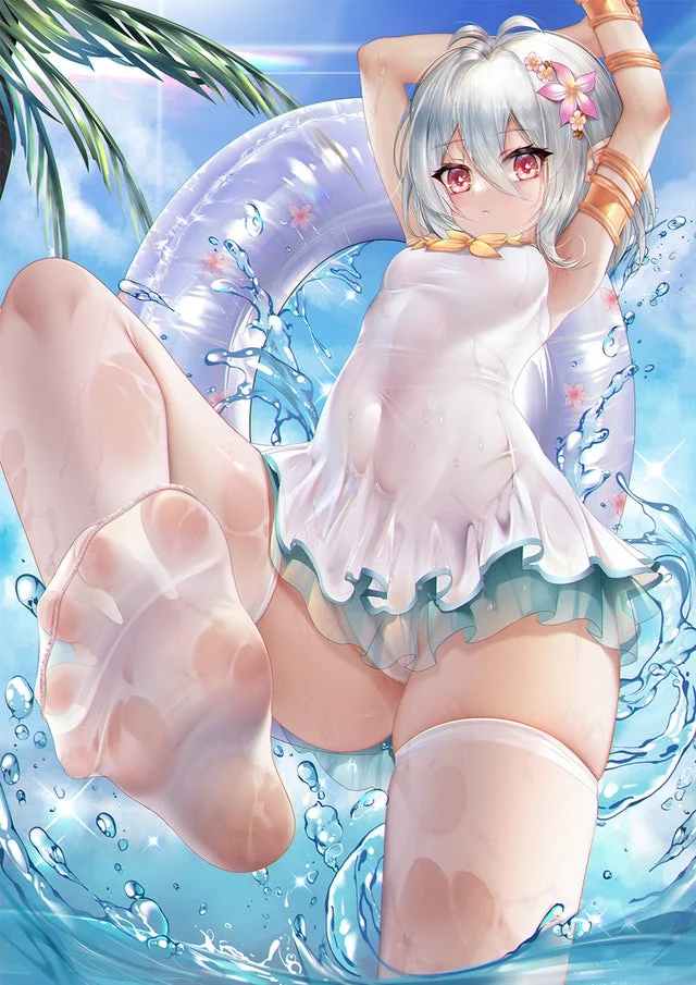 Kokkoro toespread in stockings [Princess Connect! Re:Dive]