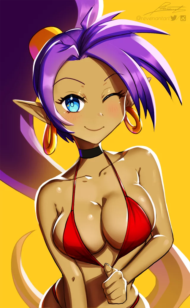 Shantae Red Bikini Pull (Revenantart) [Shantae]