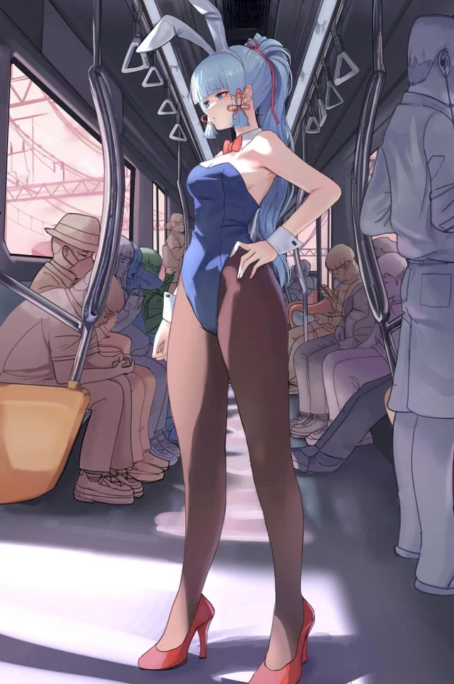 Bunnysuit Ayaka on Train