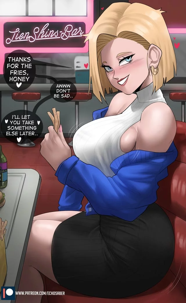 Android 18 stealing your fries (Echo Saber) [Dragon Ball]