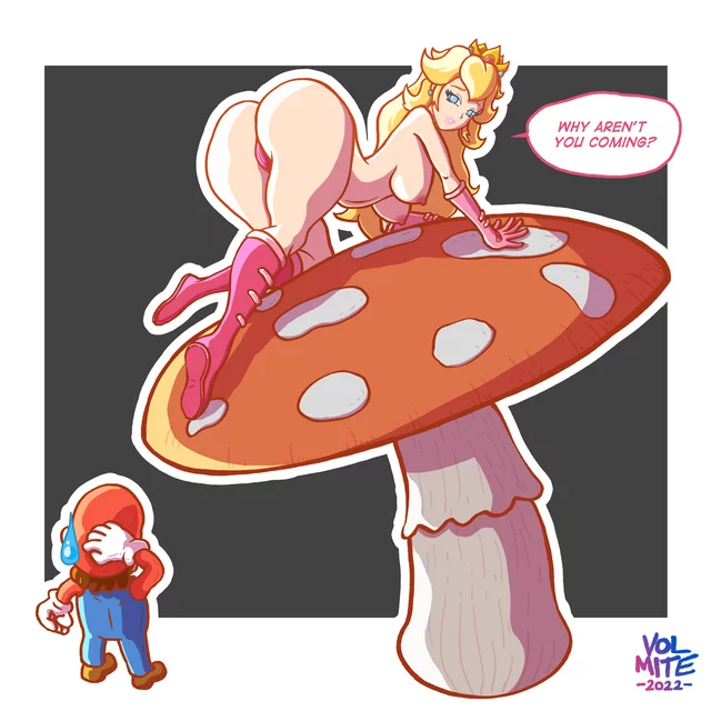 Princess Peach Playing with Mario (Volmite) [Super Mario Bros]