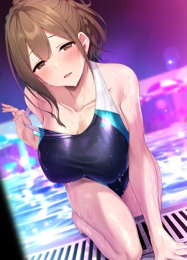 Anime Hentai Girls Stripping - Night Pool Stripping (Satou Kuuki ) [Idolmaster] free hentai porno, xxx  comics, rule34 nude art at HentaiLib.net