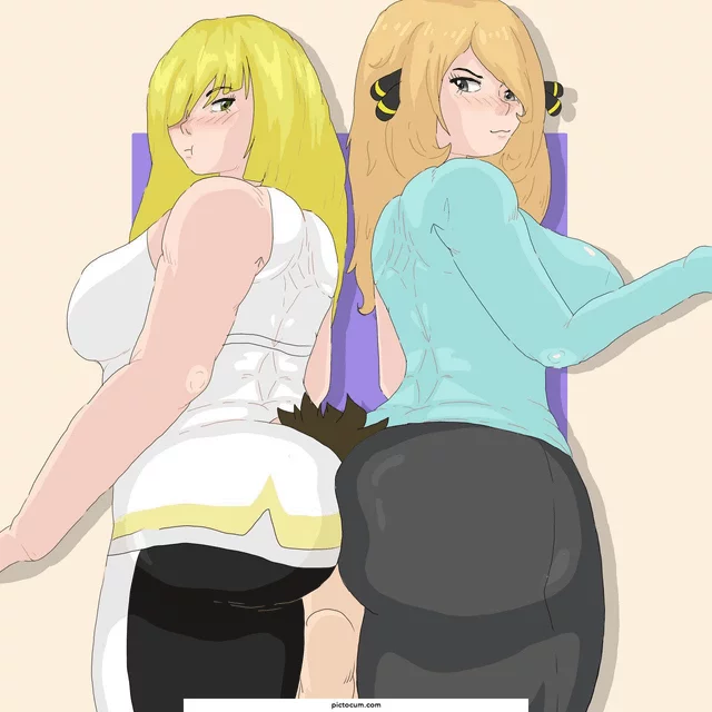 Lusamine And Cynthia Double Smothering PicToCum Pokemon free  