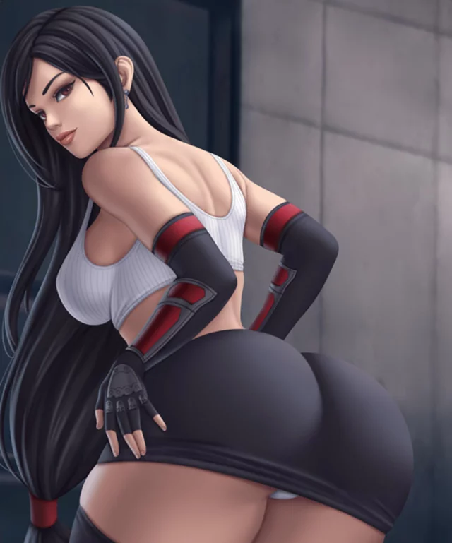 (Tifa Lockhart) slutty fat ass need to be cover in cum. Anyone wanna jerk off and cum on her skirted ass