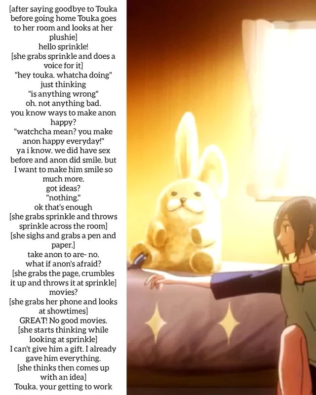 Touka thinks of ways to make you happy [Yandere Touka 7] [Mentions of sex] [11th caption] [Connected to the makima story]