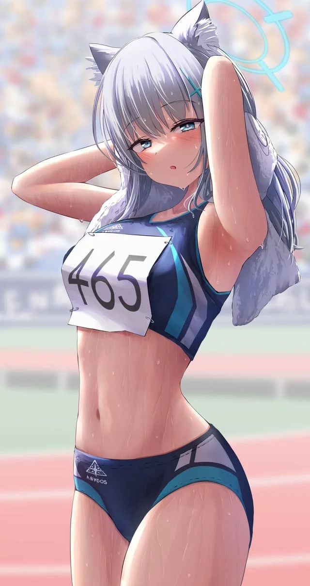 Shiroko in a track uniform/sports bikini (Silver Bullet) [Blue Archive]