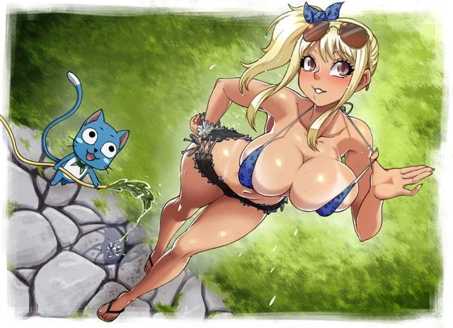 Lets jerk to rule34 of anime will show off my cock too and cum(Lucy)