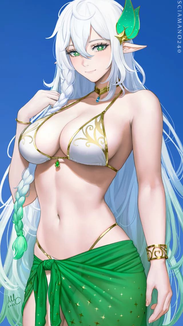 “Hey babe, you like my swimsuit?” (I want to be your beautiful elf goddess girlfriend at the beach.)