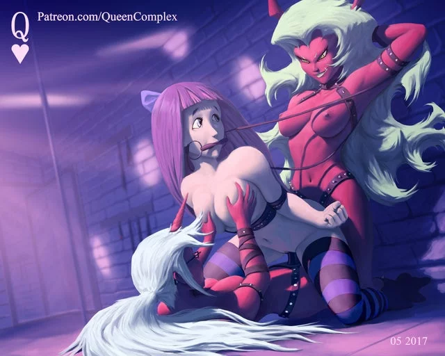 Scanty and Kneesocks share Stocking [Panty and Stocking] (QueenComplex)