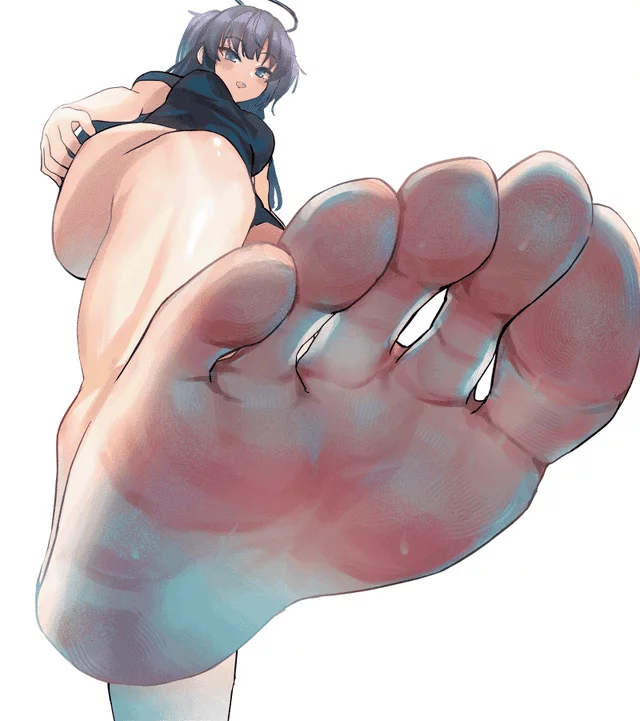 Lucky being crushed by Yuuka's sweaty foot [Blue Archive]