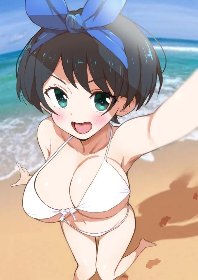 Ruka taking selfies at the beach (By ろいたろう) [Rent-A-Girlfriend]